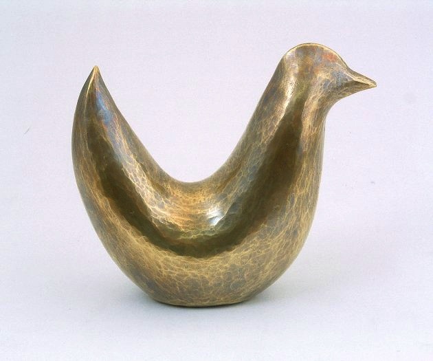 Handcrafted Brass Hen, Sculpture by Metalsmith Steve Shelby