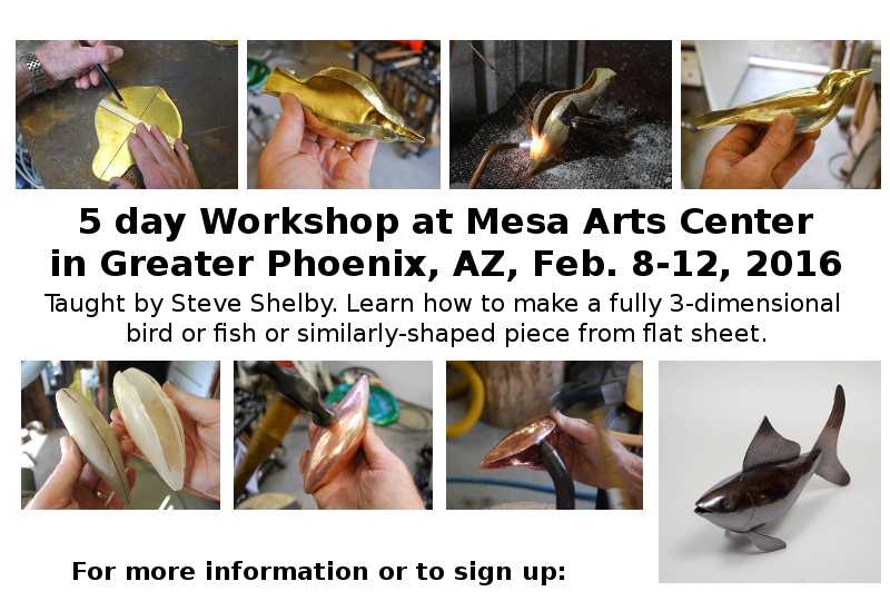 Steve Shellby metalsmithing workshop at Mesa Arts Center, Feb 8-12, 2016
