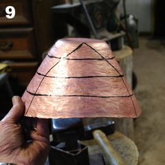 9. After annealing. Lines drawn to indicate the separation between the hair and face.
