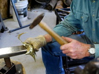 6. Using the raising hammer and raising stake, forming the shape.