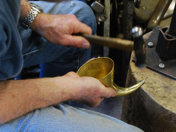 42. more final planishing, using a hammer that fits the curve.