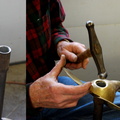 35. Using the special tool shown on the left to form the hole for the horn.