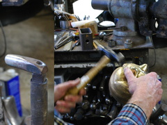 14. Now switching to forming the nose and muzzle, using the special tool shown on the left.