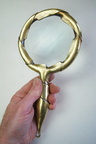 Magnifier, hammer-formed brass with purchased lens, 5.5